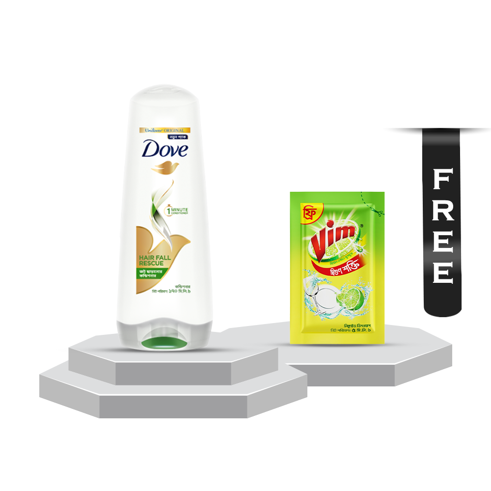 Dove Conditioner Hairfall Rescue - 170ml With Vim Liquid Dish Washer - 5ml Free