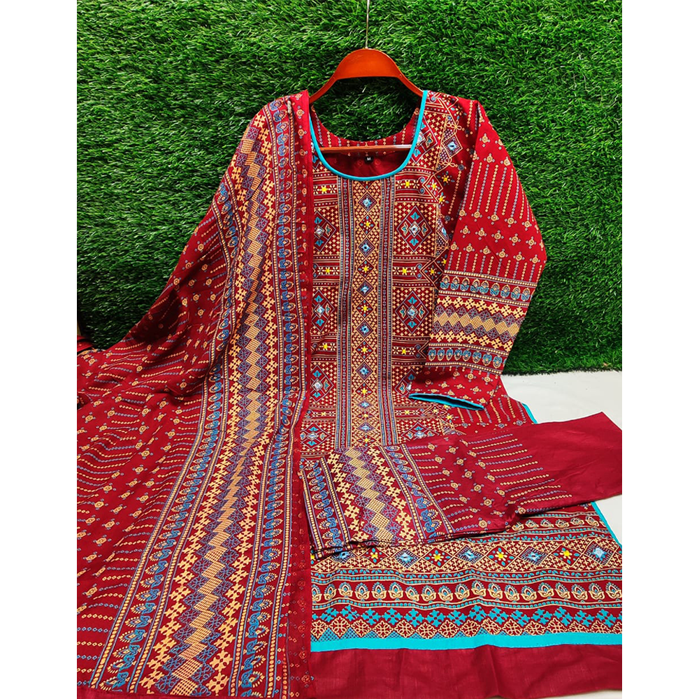 Cotton Salwar Kameez For Women - Maroon