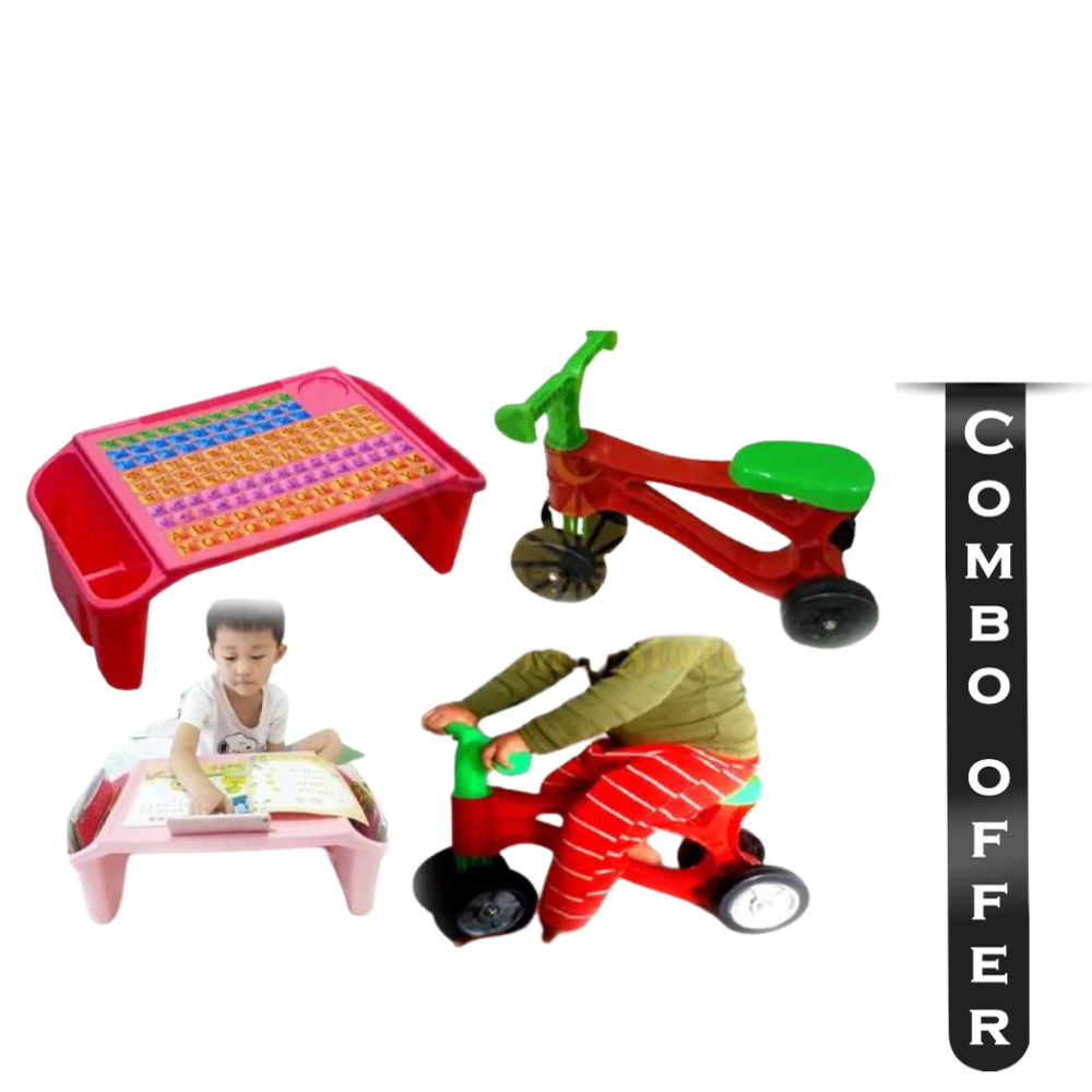 Combo Of Tricycle And Table For Kids - Red and Green