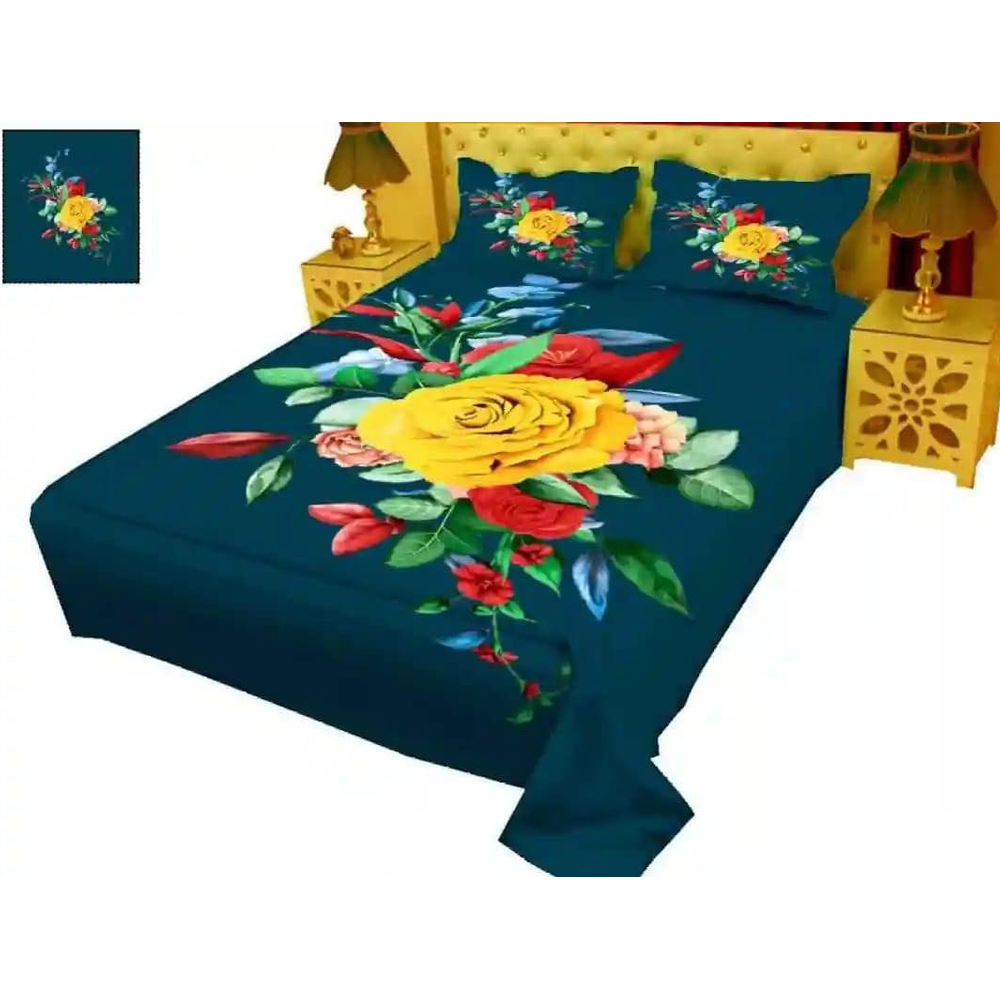 Panel Cotton King Size Bedsheet With Pillow Cover - Multicolor - 192453