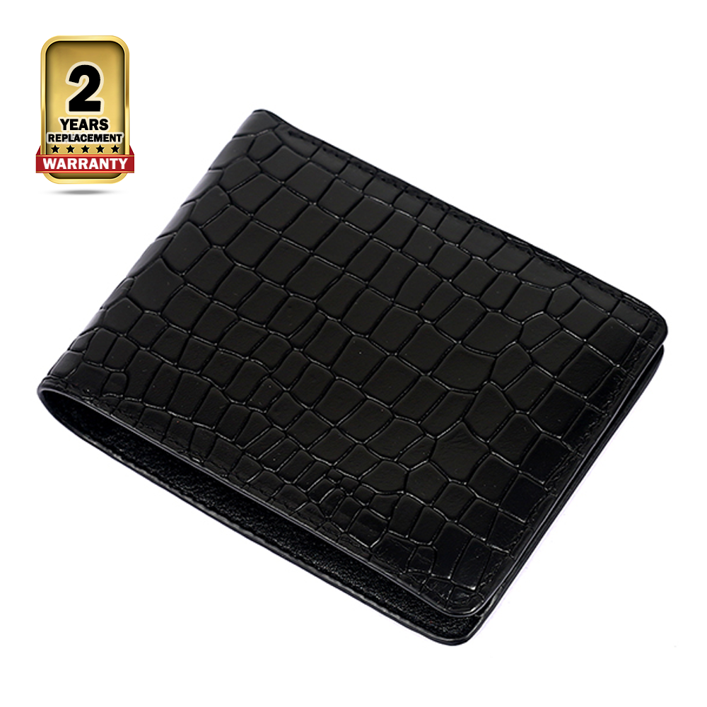 Leather Long Wallet for Men - Black - SW-02