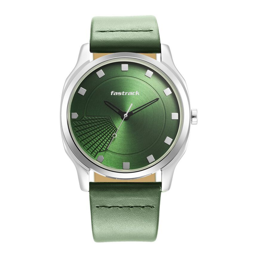 Fastrack NS3255SL02 Stunners Quartz Analog Green Dial Leather Strap Watch