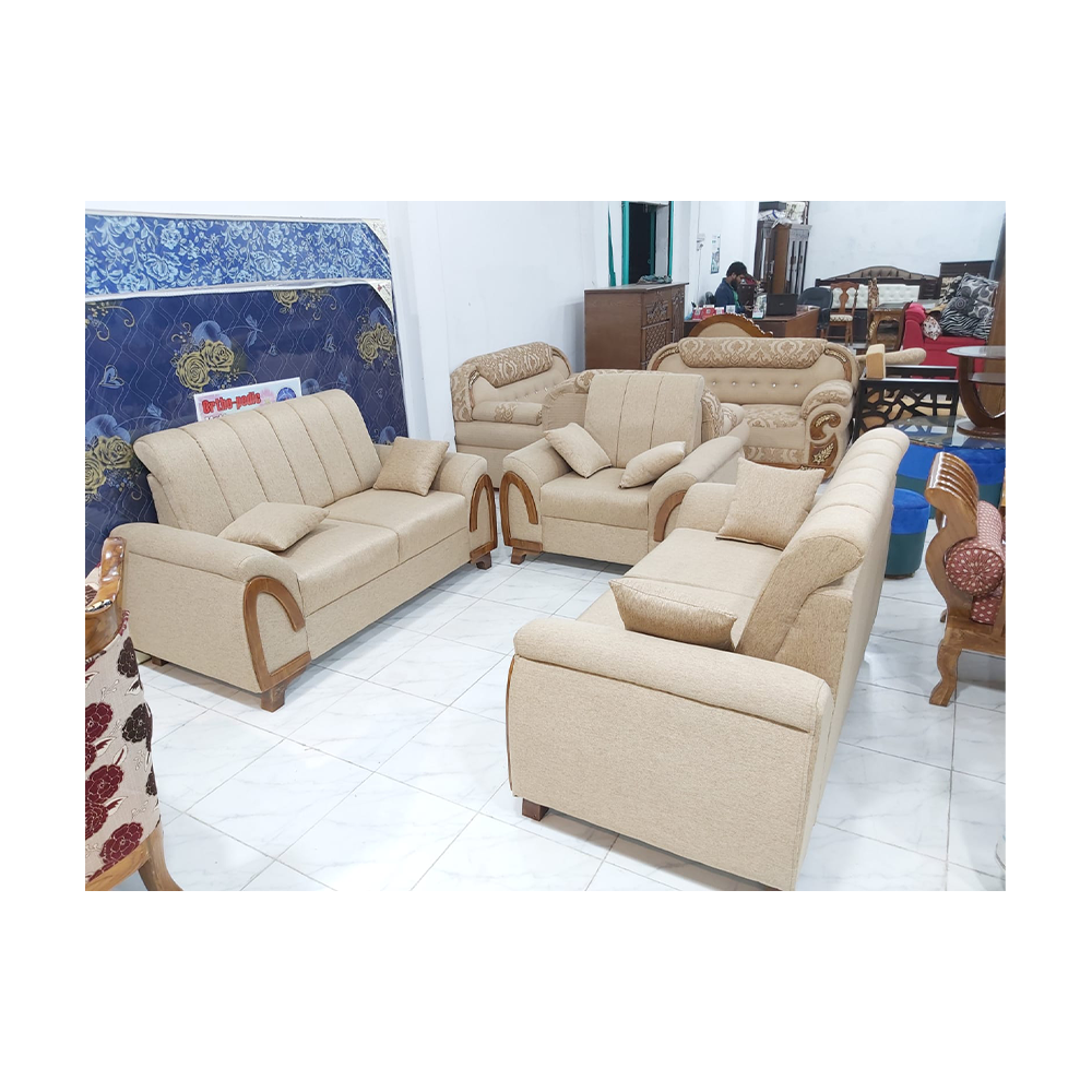 Solid Wood 5-Seater Godi Sofa With 5pcs Pillow - Off White