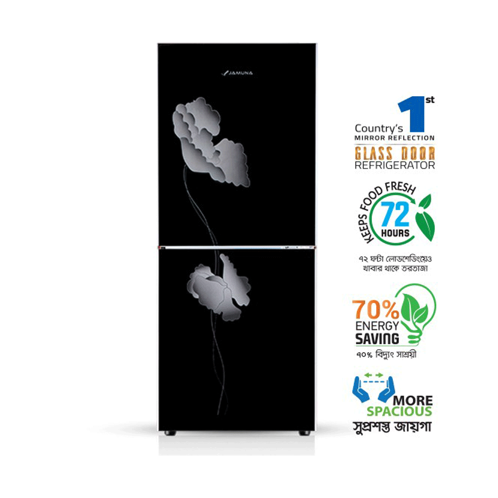 Jamuna JR XXB LS6328 QD Refrigerator Black Lily Leaf 328 Ltr