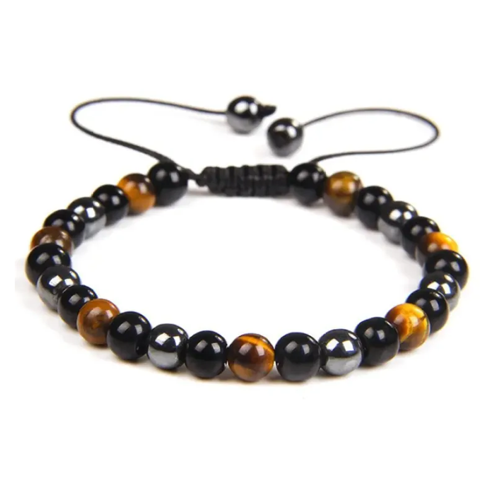 Obsidian Hematite Beads Bracelets for Men - Black