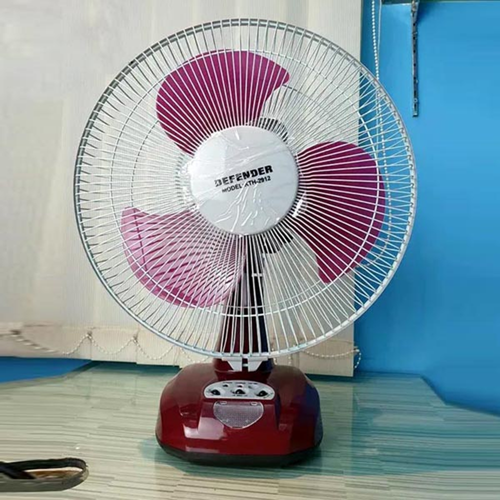 Defender 2912 Multi-Function Rechargeable Fan - 12 Inch - Maroon