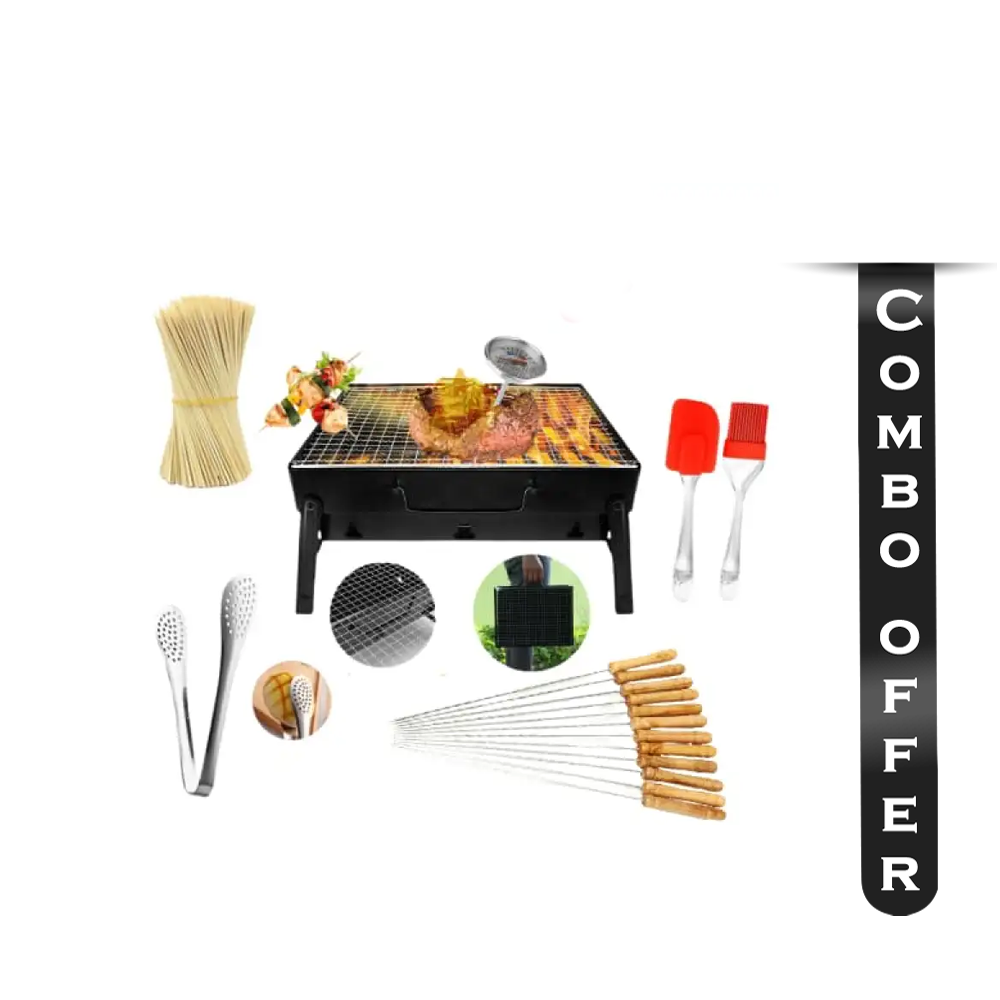 Combo of 5 In 1 Portable BBQ Machine - Black