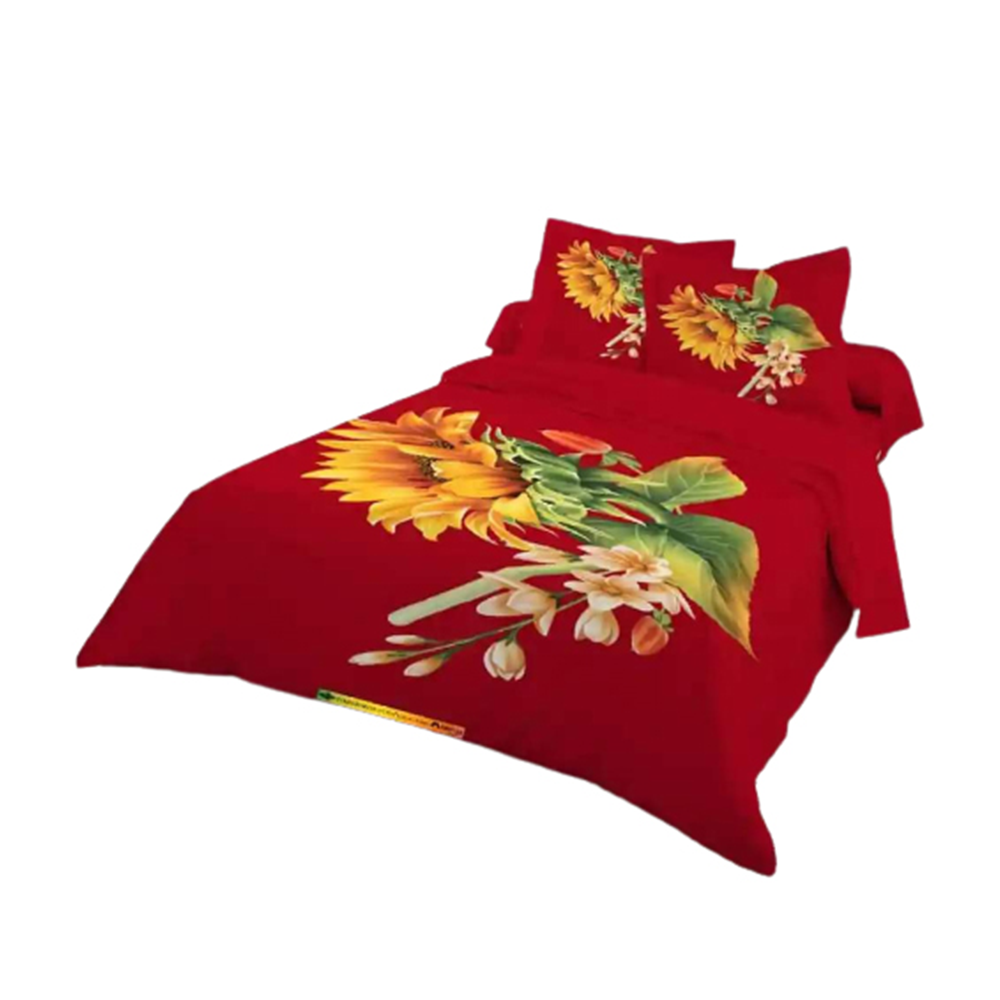 Cotton Panel King Size Bedsheet - Red - ST-302