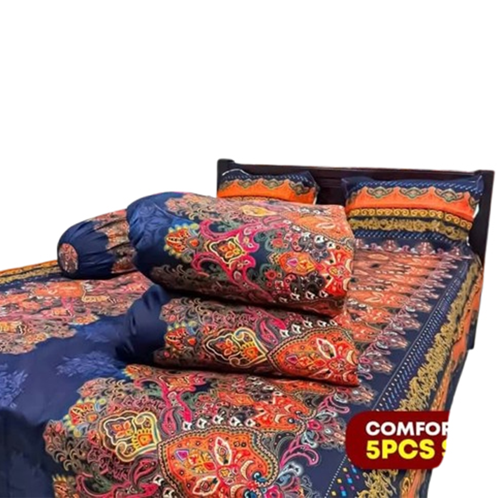 Combo of 5Pcs Twill  Cotton Comforter Set - Multicolor - CFS-241