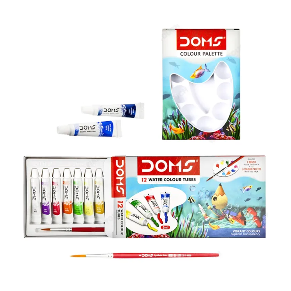 DOMS Water Color Tube 12 Sheds With Brush And Color Platte - Multicolor - color_tube_doms_india