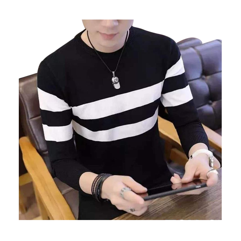 Full Sleeve Casual T Shirt For Men - TSH-27 - Black And White