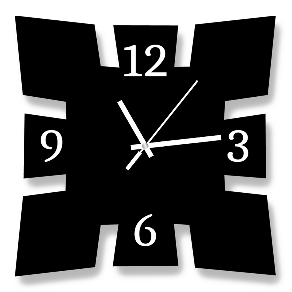 Brick Style MDF Wooden Wall Clock - Black - DC-1048