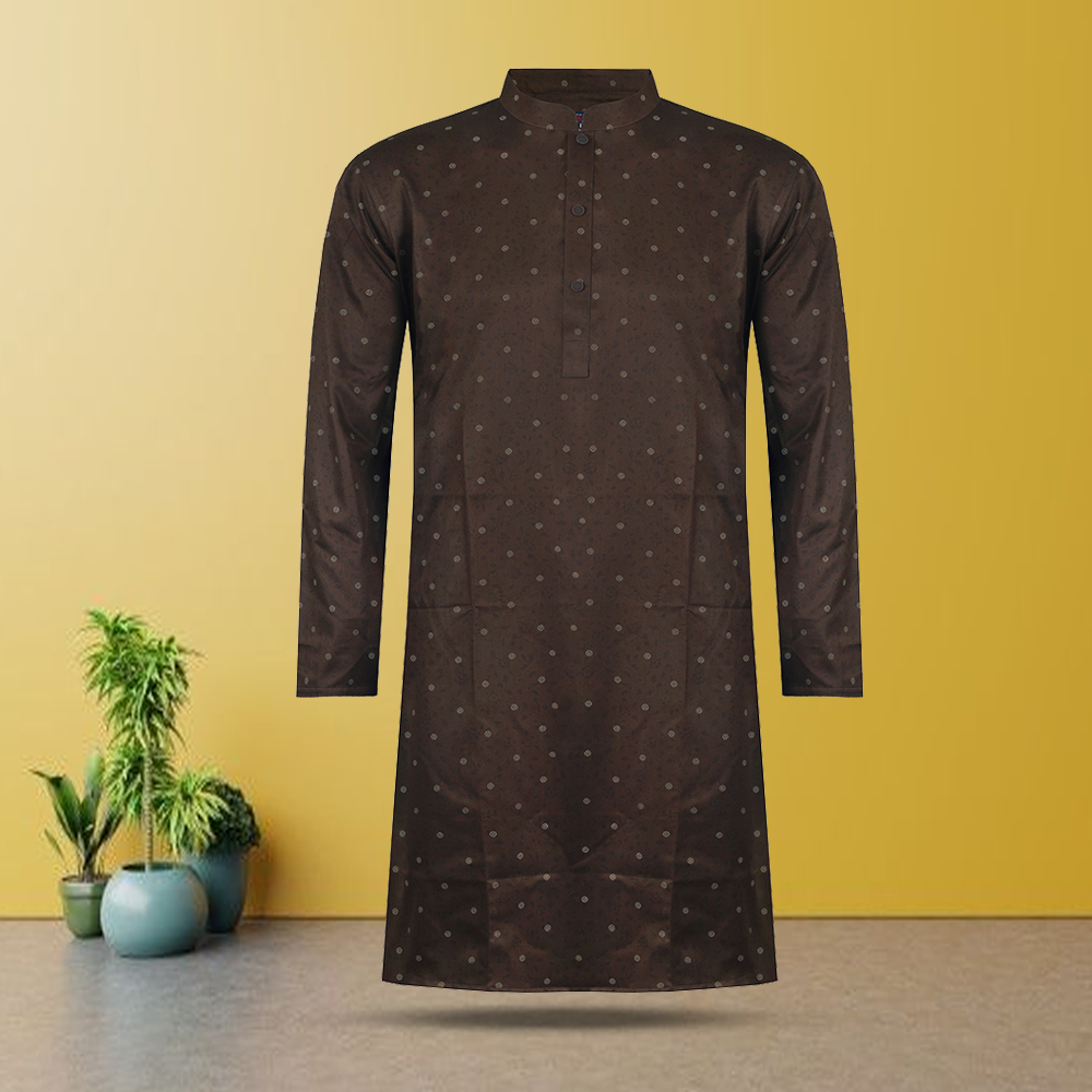 Embroidery Cotton Panjabi for Men Chocolate BRPPQ24