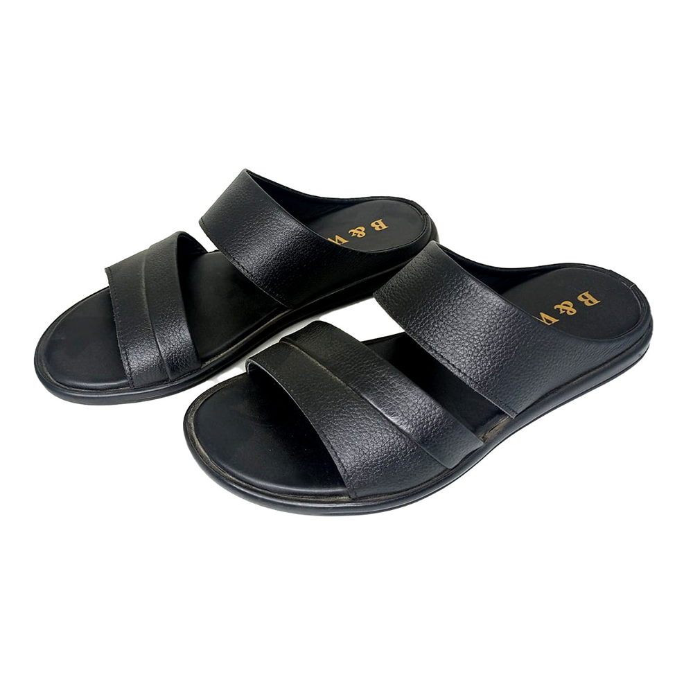 B&W Leather Sandal For Men - Black - BW10382