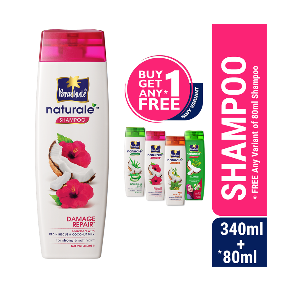 Buy Parachute Naturale Damage Repair Shampoo - 340ml Get Shampoo - 80ml Free