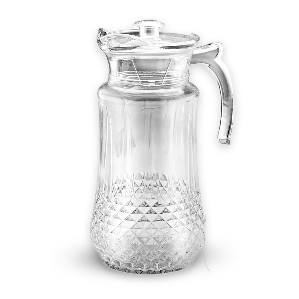 Crystal Glass Water Jug With Lid 1.8 Liter Transparent