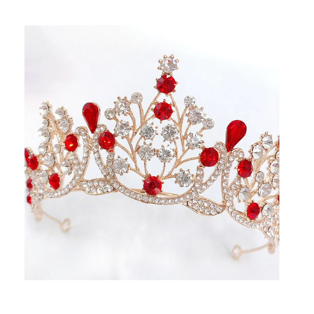 Zinc Alloy Rhinestone Crown For Baby - Red and Silver - CDBSC02 