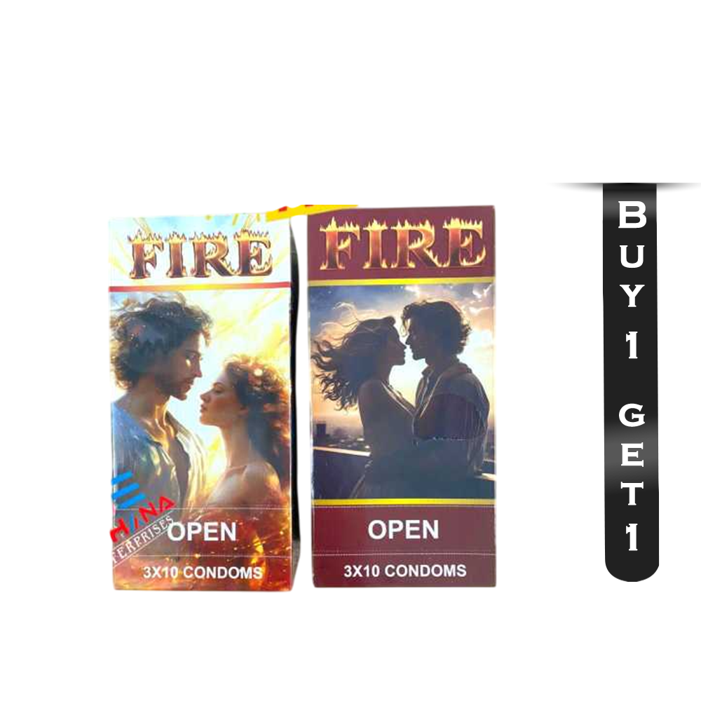 Buy 1 Get 1 Fire Strawberry With & Banana Flavor Condom - 60 Pcs