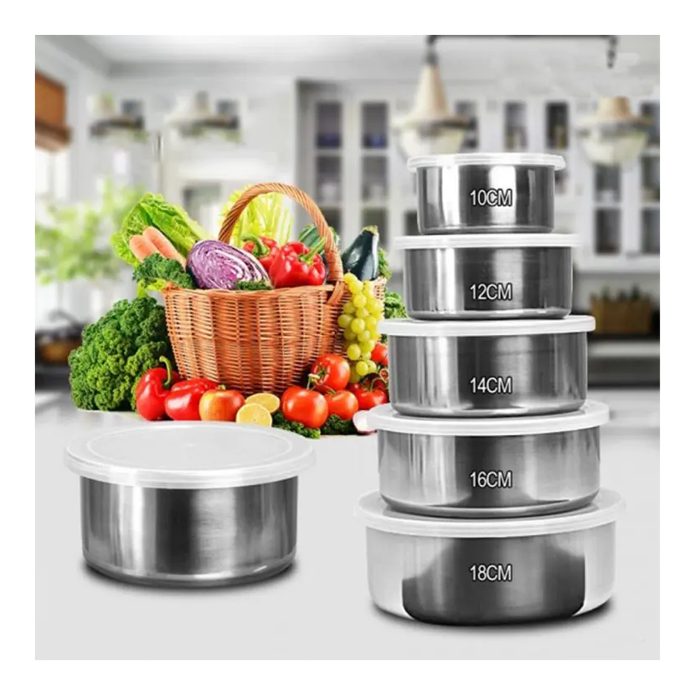 Stainless Steel Food Box- 5 Pcs - Silver 