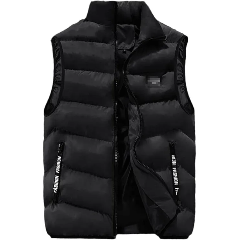 Cotton Sleeveless Winter Jackets For Men - Black