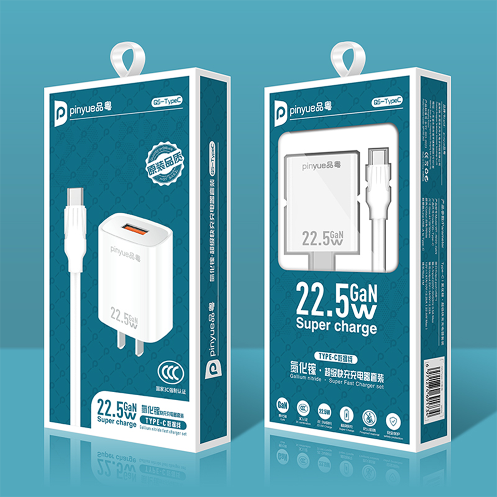 CASIFY Q5 22.5W Type-C Cable US Plug Fast Charger Adapter - White