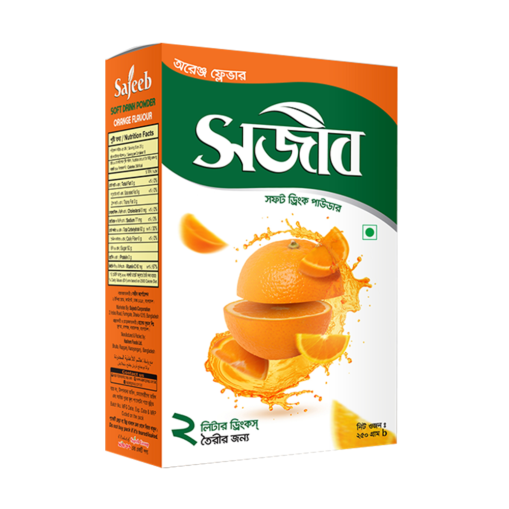 Sajeeb Soft Drink Powder Orange Flavor - 250gm