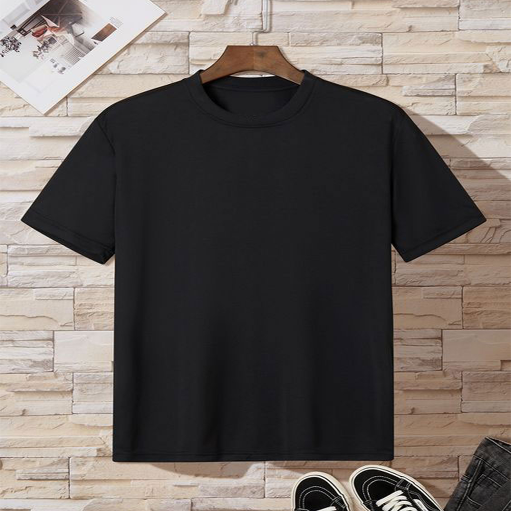 Zays Cotton Half Sleeve T-Shirt For Men - Black - TS01