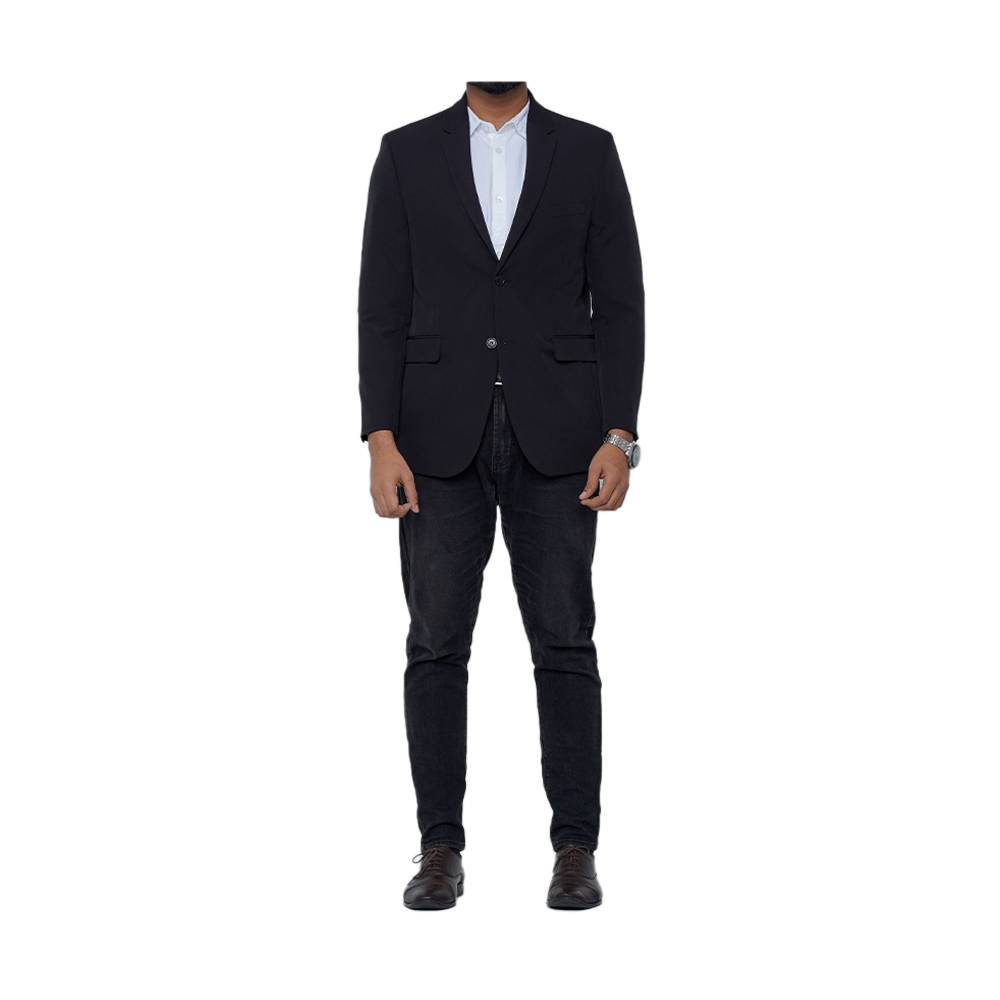 OCODE SB-7798 Cotton Single Blazer For Men's - Matt Black