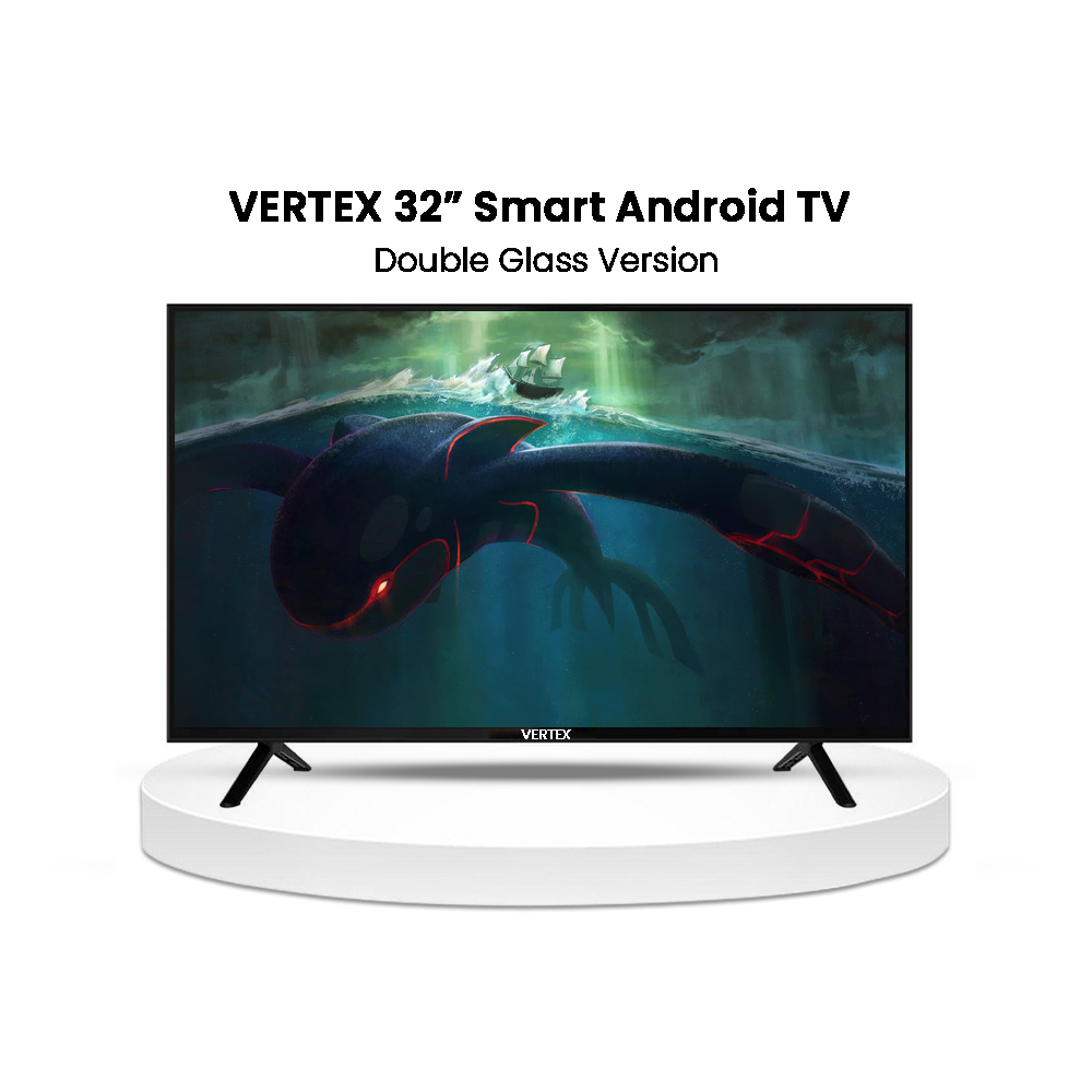 Vertex VTX32DD Double Glass Smart Android TV - 32 Inch - Black