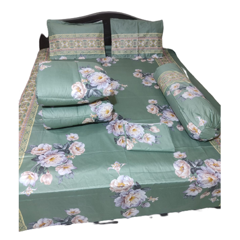 Twill Cotton King Size Five In One Comforter Set - Multicolor - CMT-013