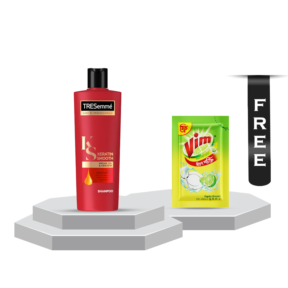 Tresemme Keratin Smooth Shampoo - 340ml With Vim Liquid Dish Washer - 5ml Free