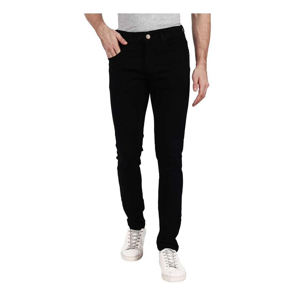 Cotton Semi Stretch Denim Jeans Pant For Men - Deep Black - NZ-13027