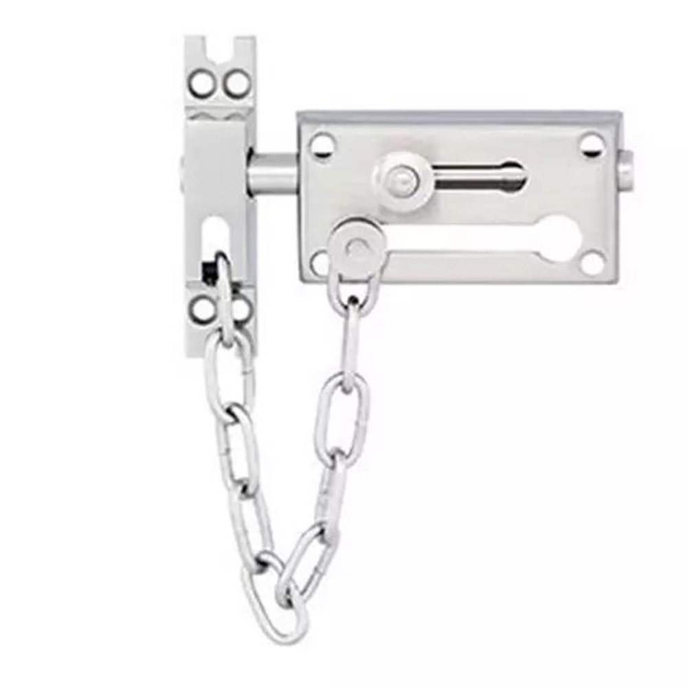 Stainless Steel Door Chain With Bolt System - Silver