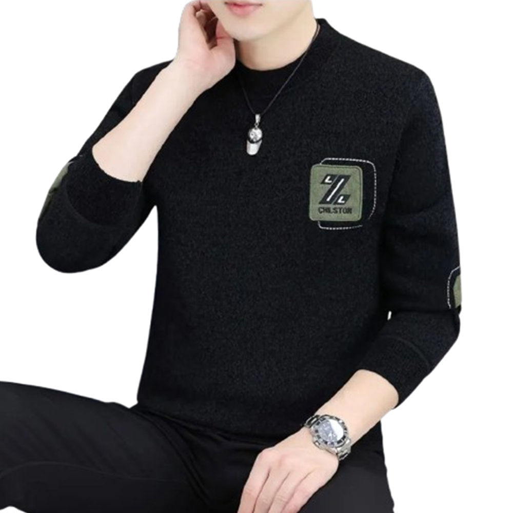 Cotton Full Sleeve Sweep Shirt For Men - Black - SWT-61