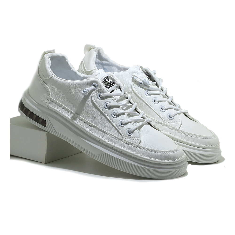 Pu Leather Sneaker Shoe For Men - White - MSK 287