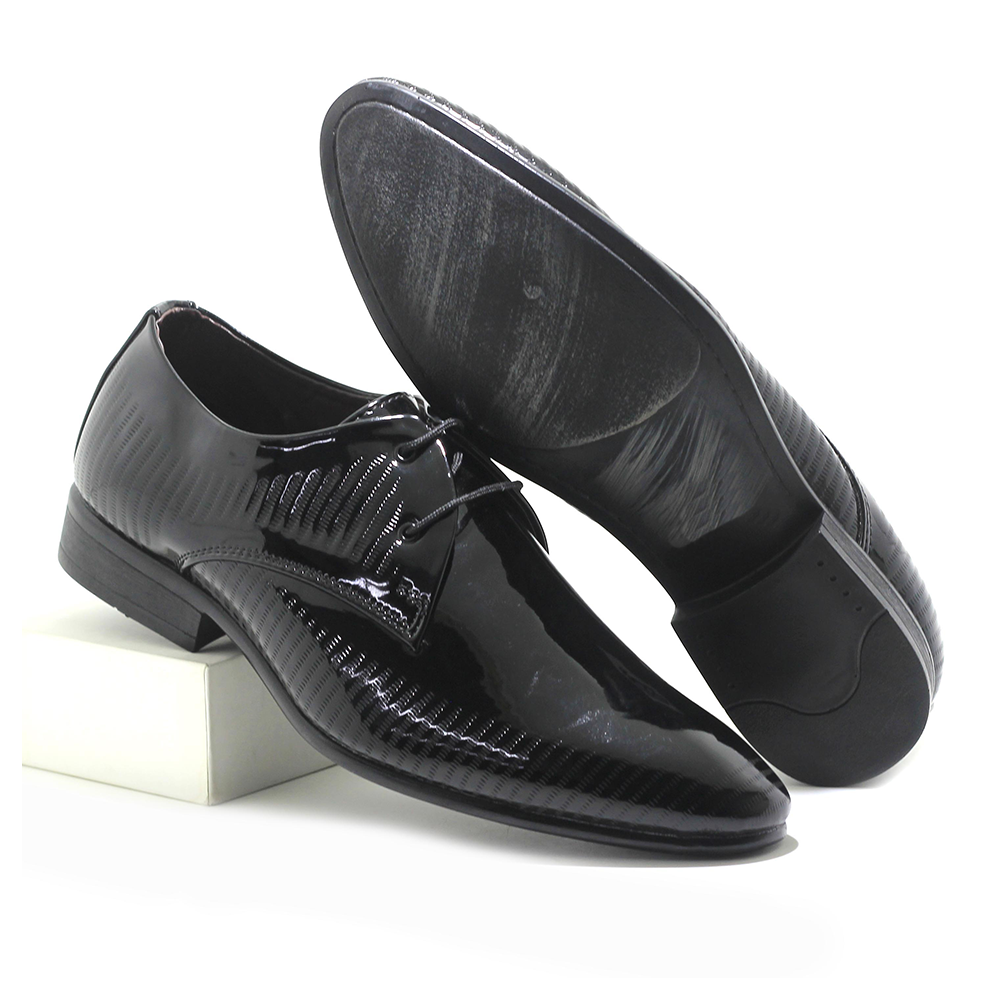 Glossy Patent PU Leather Formal Party Shoe For Men -	Black - IN416
