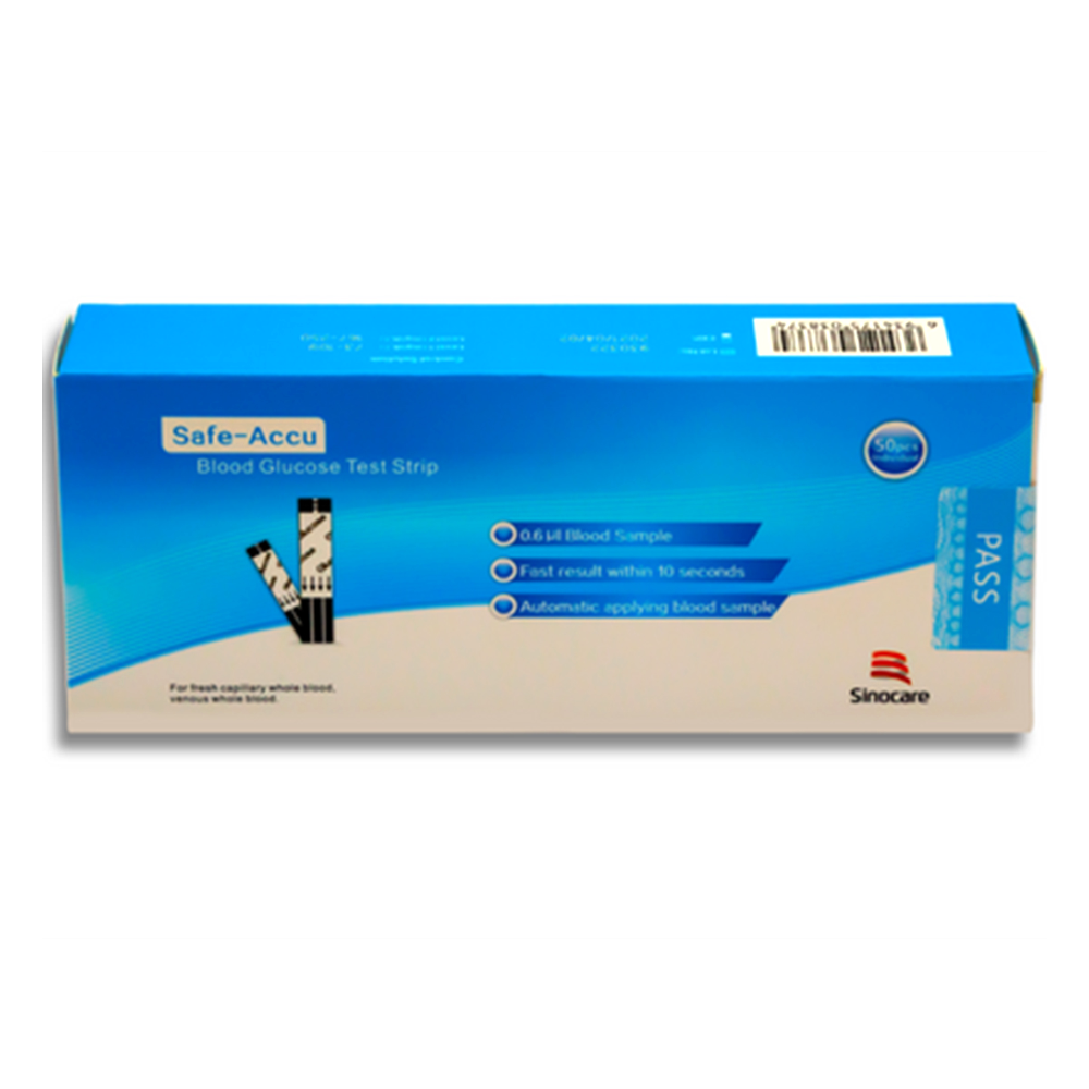 Safe-Accu Blood Gluco Strips in Foil Pac - 50 Pcs