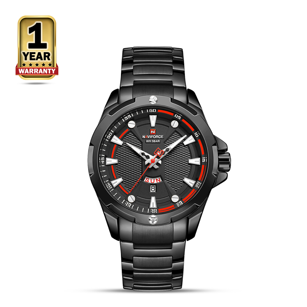 NAVIFORCE NF9161 Stainless Steel Analog Watch for Men - Red & Black
