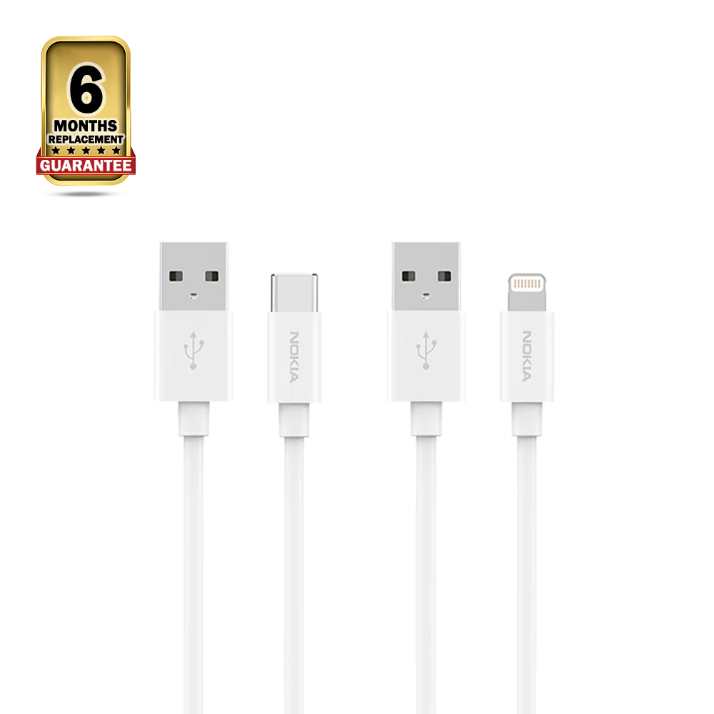 Nokia E8101 Essential MFI Lightning and Type-C Charging Cable - White