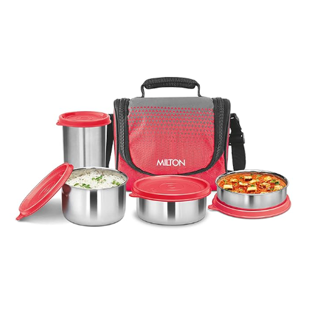 Milton Tasty 3 Stainless Steel Lunch Box - Red 