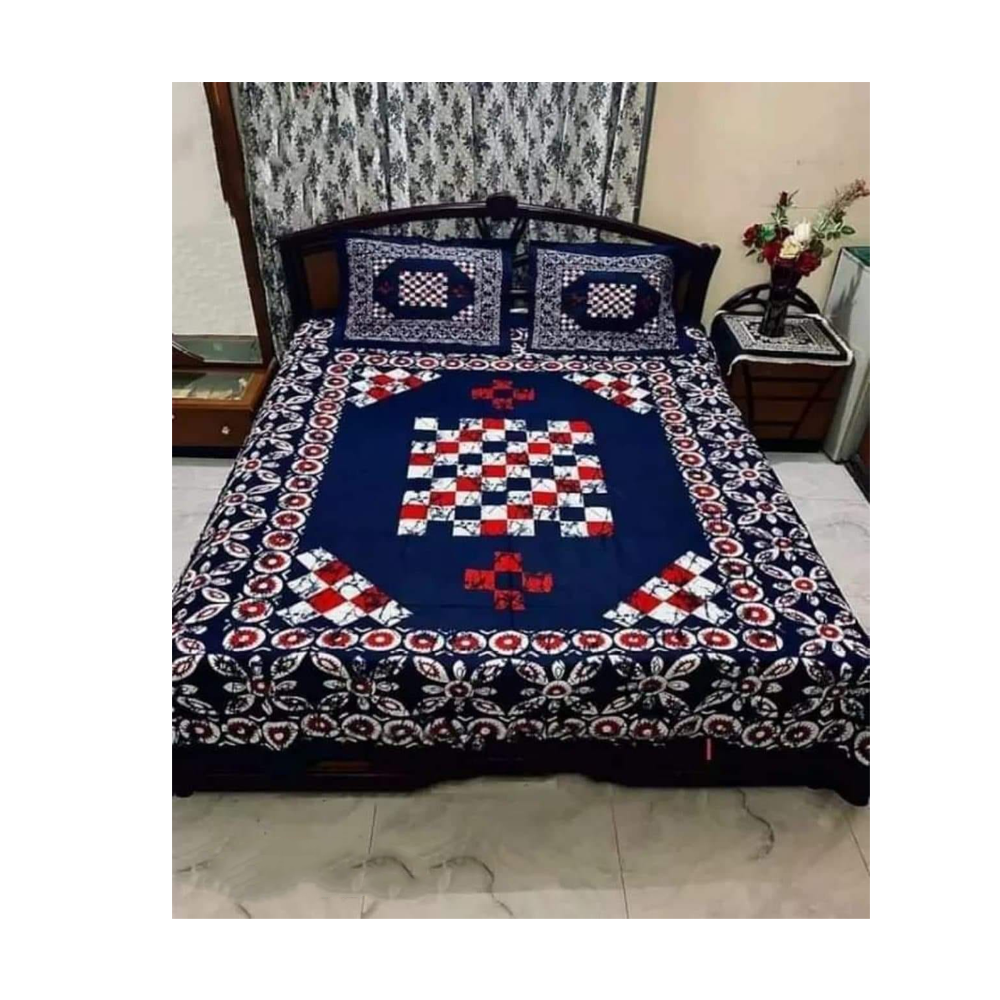 King Size Cotton Panel Bedsheet ST104 Multicolor