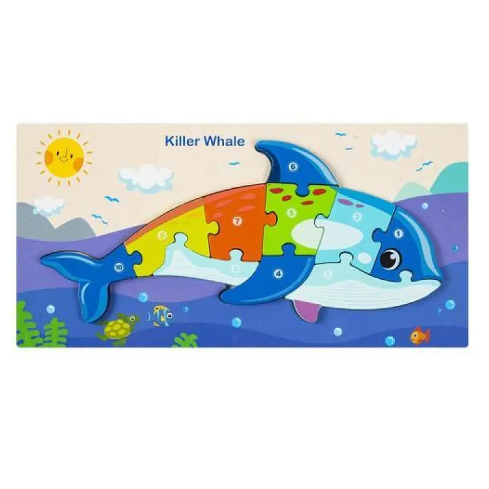 Whale 3D Large Wooden Puzzle Educational Toy For Children 