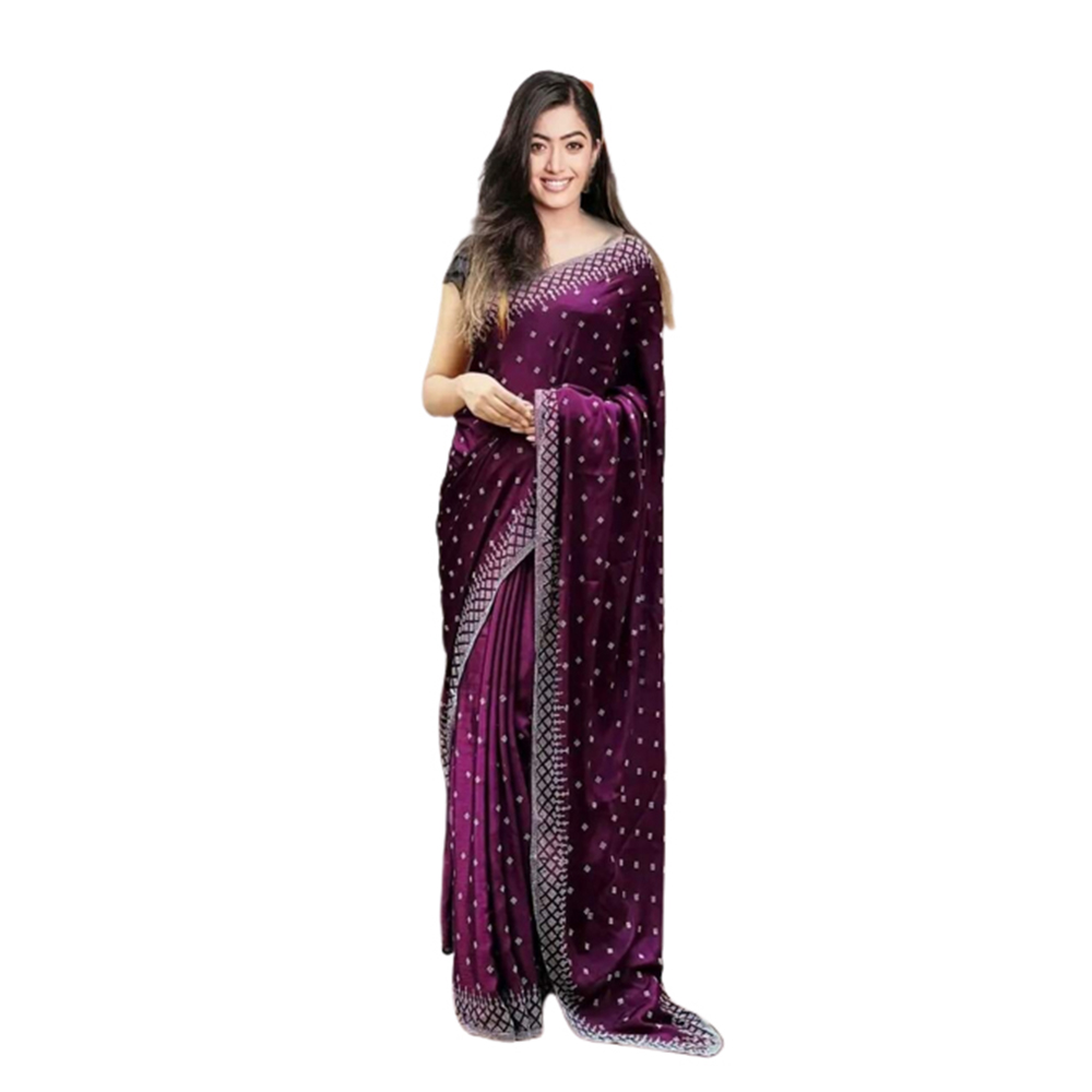 Soft Weightless Georgette Saree With Blouse Piece For Women - Purple - SJ-39