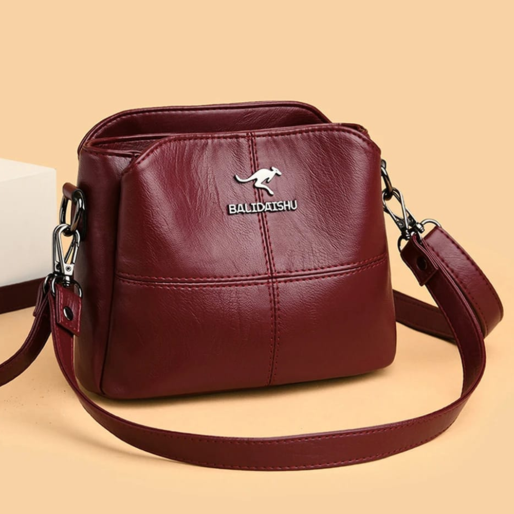 Pu Leather Messenger Crossbody Bags for Women - Maroon - 647