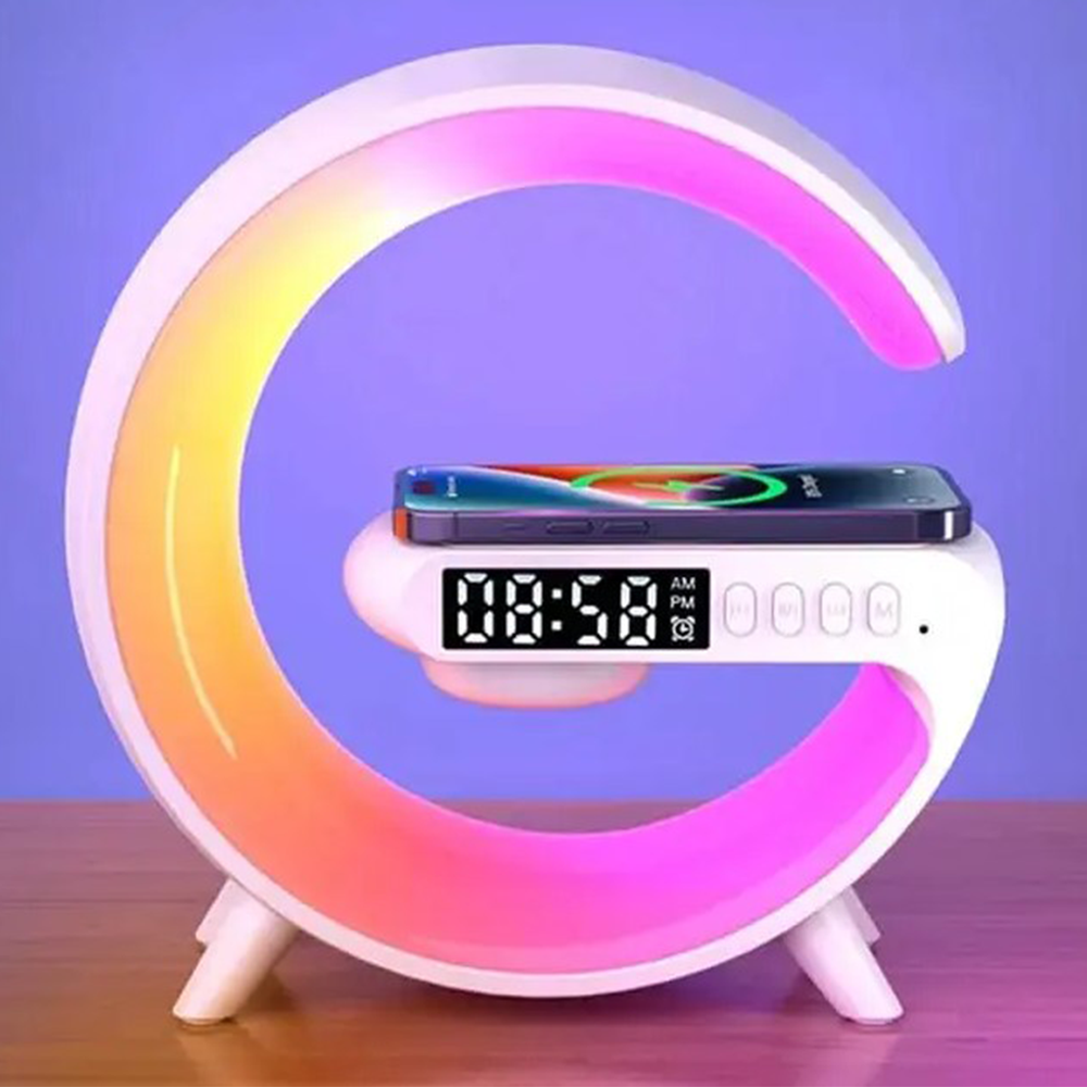 Multifunctional 4 In 1 RGB Night Light Wireless Charger Bluetooth Speaker - White