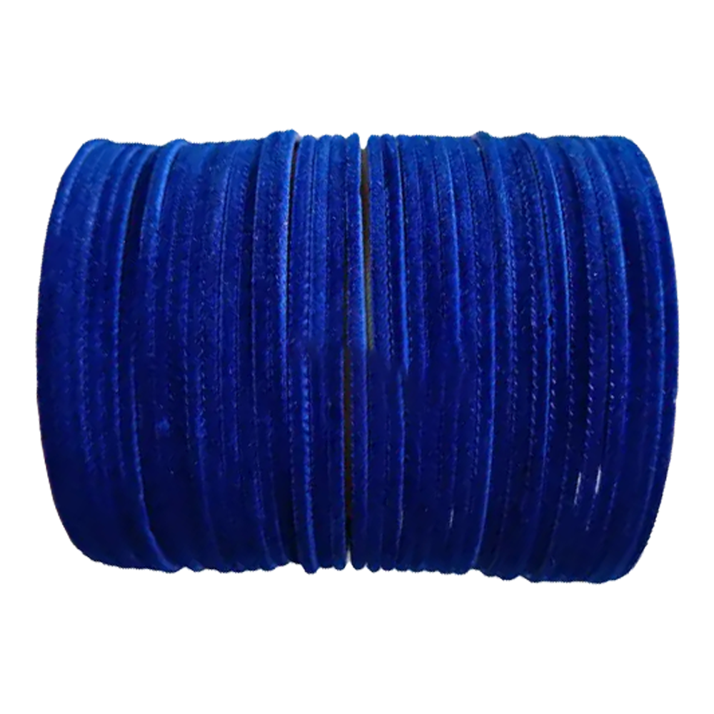 Metal Velvet Churi for Women - Blue - 36pcs