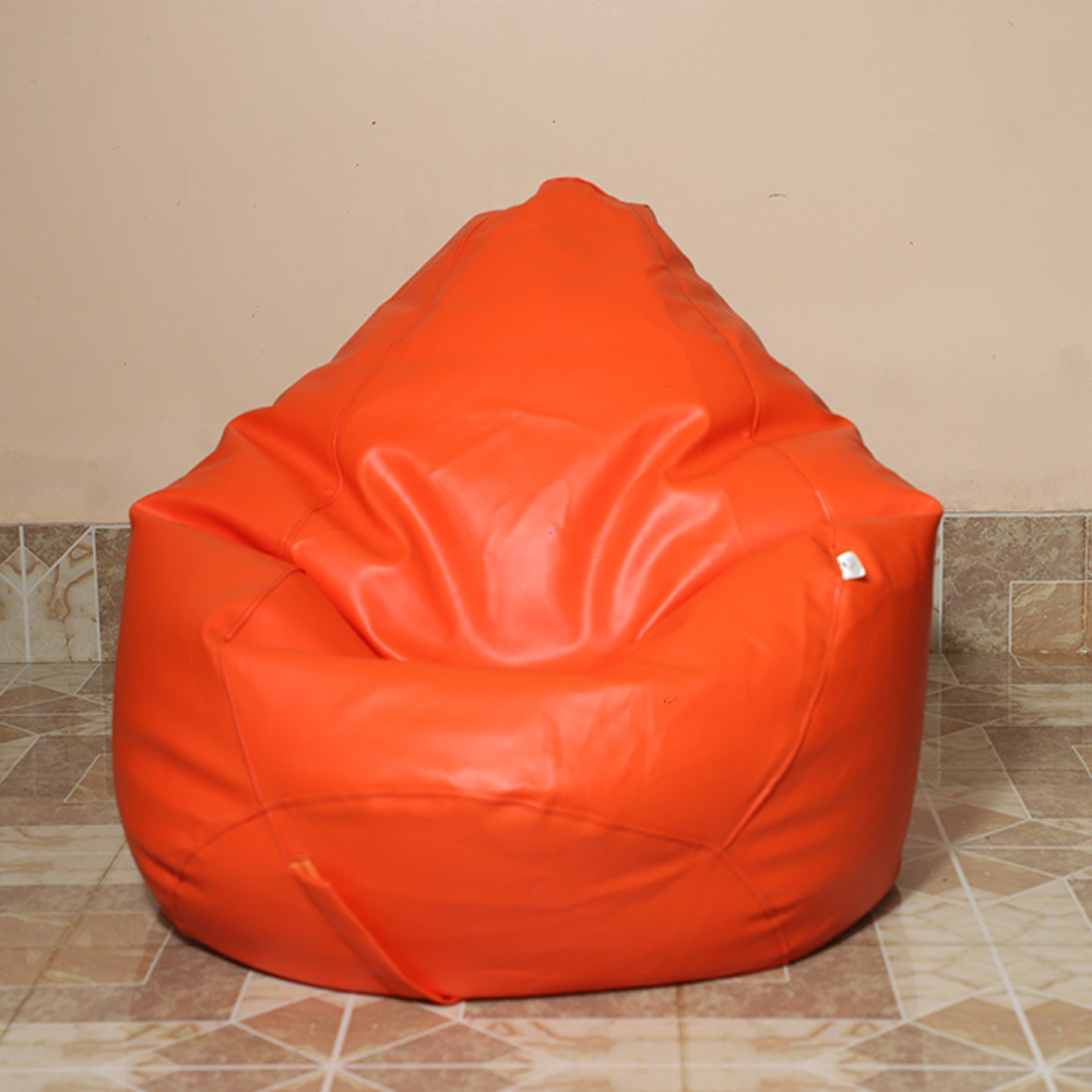 Leather Bean Bag XXL With Extended Back Support - Orange - APL2OR