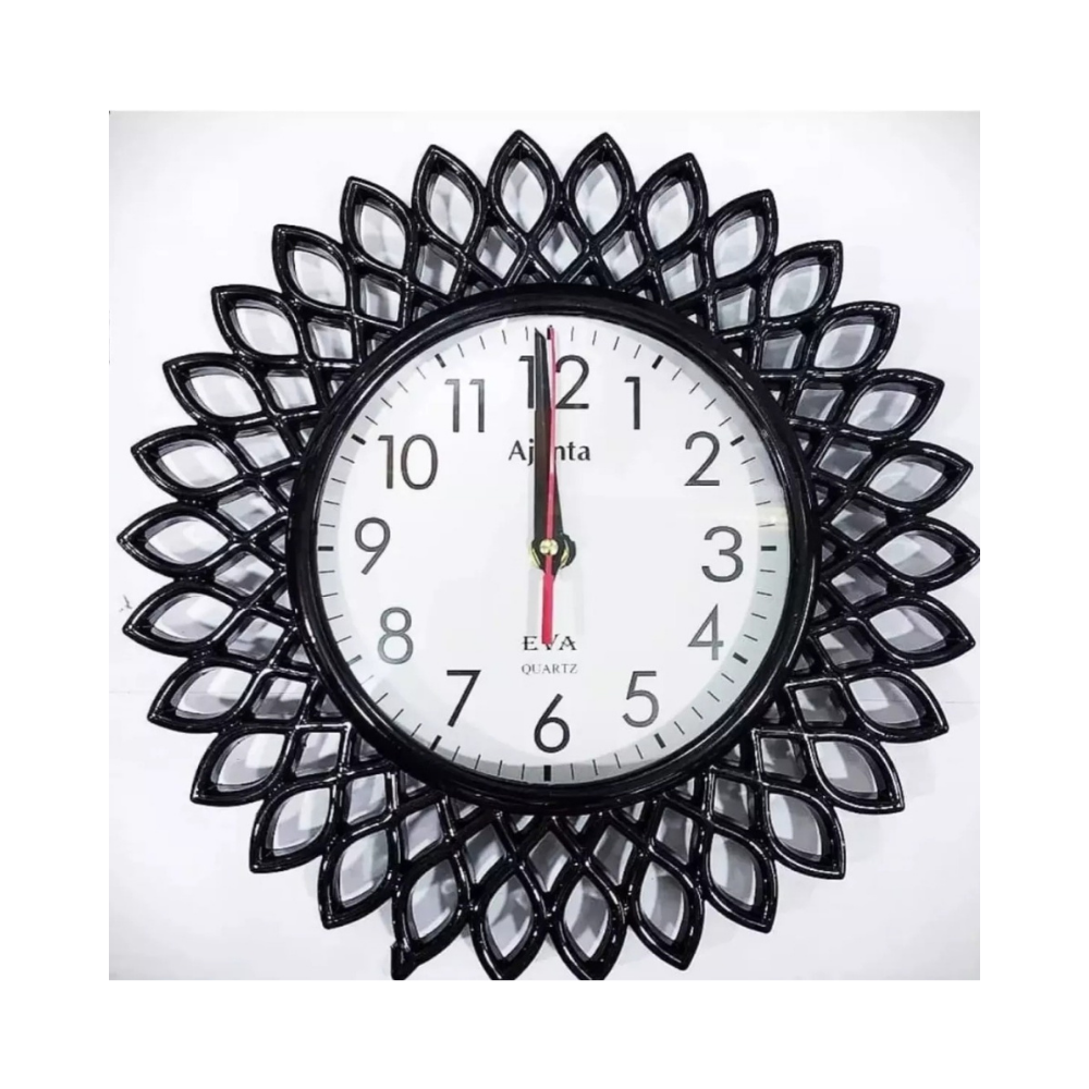 Vintage Plastic Wooden Design Wall Clock - Black