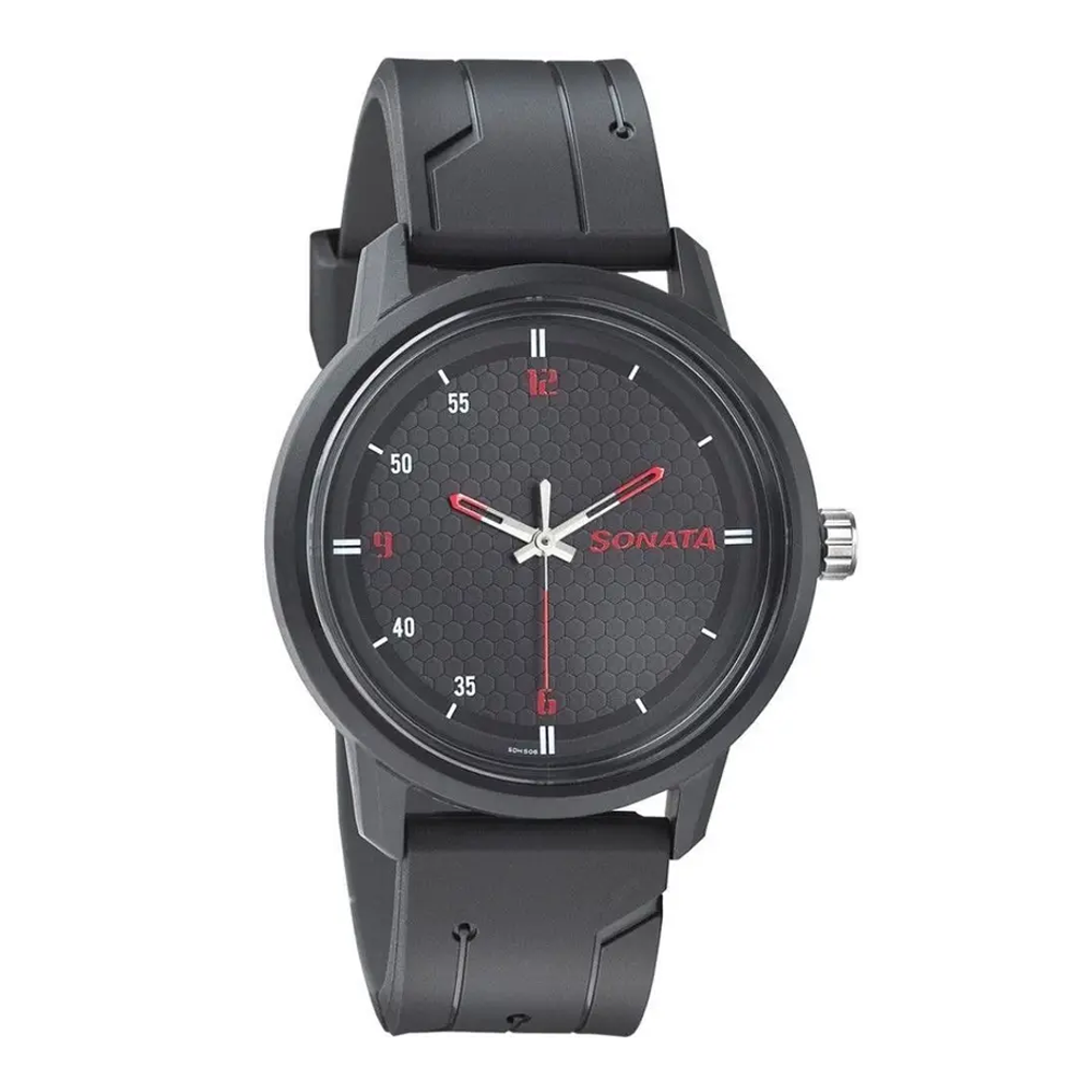 Sonata NT77085PP04W Volt Analog Watch for Men - Black
