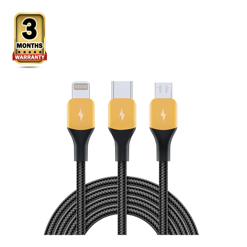 Realme 3 in 1 Charging Cable - Black and Yellow 